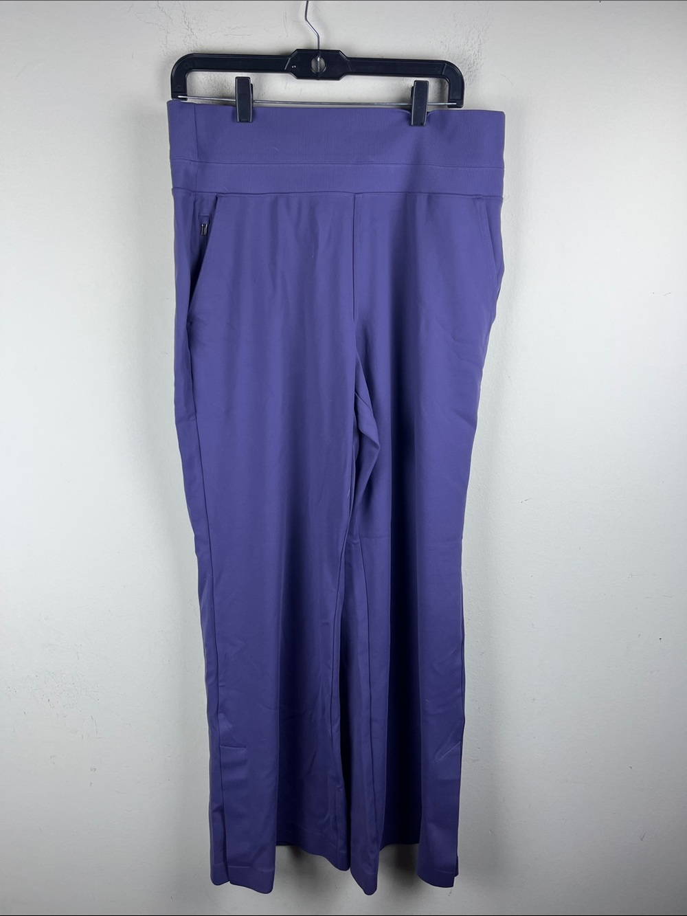 Athleta Women's Large Purple Wide Leg Pants Nylon Spandex Stretch Active Travel